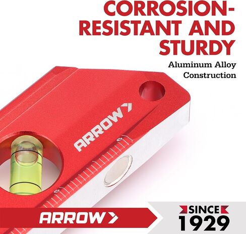 ARROW 4-Inch Torpedo Level, Small Magnetic Leveler Tool with 0°/90° Bubbles, Top-view Window, Aluminium Alloy Frame, Dual SAE and Metric Scales in Saudi Arabia