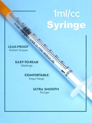 1ml 31G 5/16 Inch Scientists Lab Syringes, Individually Wrapped, 20-Pack, for Scientific Research, Refilling, or Dispensing in Saudi Arabia