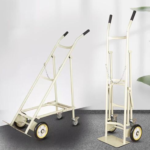Portable Oxygen Cylinder Cart Dolly - Heavy-Duty Steel Single Cylinder Holder with Wheels for Laboratory Use - Rolling Gas Tank Trolley for Easy Transport (White) in Saudi Arabia