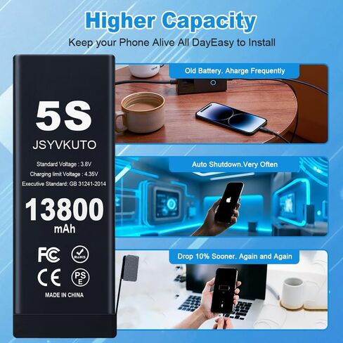 بطارية 15800mAh لـ iPhone SE2 (SE 2020 2nd Generation) ، بطارية جديدة للبديل عن سعة أعلى لدورة من أجل iPhone SE 2020 مع مجموعة أدوات الإصلاح الكاملة ، Model A2275 A2296 A2298 in Saudi Arabia