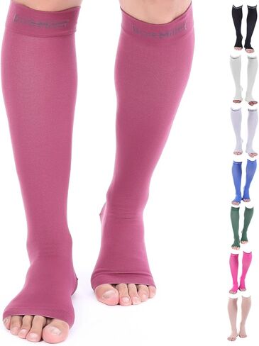 Doc Miller Open Toe Compression Socks for Men and Women, 15-20 mmHg, Calf Support Sleeves, Recovery Stockings, Wide Calf, Toeless Design, 1 Pair in Kuwait