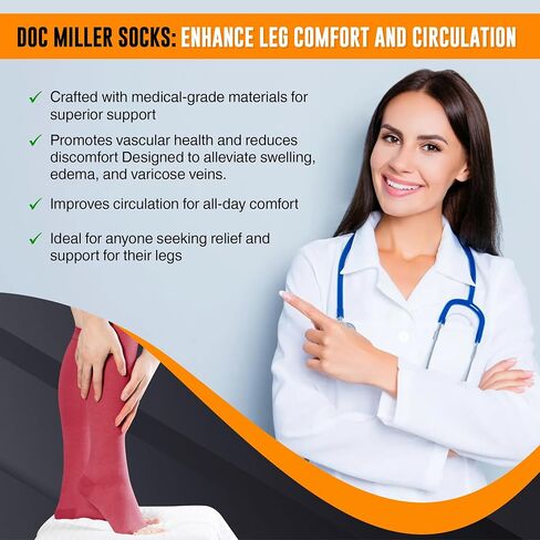Doc Miller Open Toe Compression Socks for Men and Women, 15-20 mmHg, Calf Support Sleeves, Recovery Stockings, Wide Calf, Toeless Design, 1 Pair in Kuwait