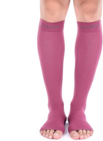 Doc Miller Open Toe Compression Socks for Men and Women, 15-20 mmHg, Calf Support Sleeves, Recovery Stockings, Wide Calf, Toeless Design, 1 Pair in Kuwait