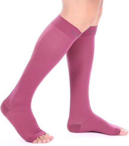 Doc Miller Open Toe Compression Socks for Men and Women, 15-20 mmHg, Calf Support Sleeves, Recovery Stockings, Wide Calf, Toeless Design, 1 Pair in Kuwait