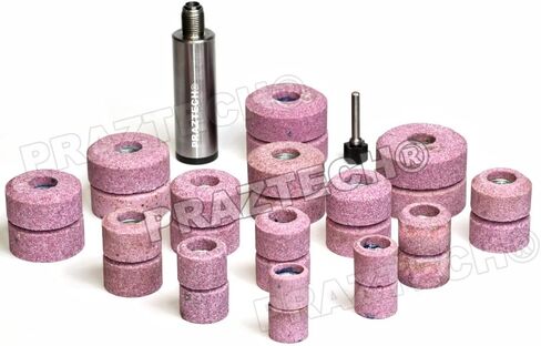 PRAZTECH® Premium Quality 11/16" Thread Sioux Valve Seat Grinding Stones Set | Pink Panther Aluminium Oxide Vitrified Bonded Emery | DIY Tool (28 Pcs Stones + Holder Drive Ball) in Saudi Arabia