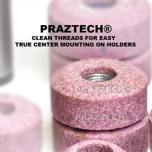 PRAZTECH® Premium Quality 11/16" Thread Sioux Valve Seat Grinding Stones Set | Pink Panther Aluminium Oxide Vitrified Bonded Emery | DIY Tool (28 Pcs Stones + Holder Drive Ball) in Saudi Arabia