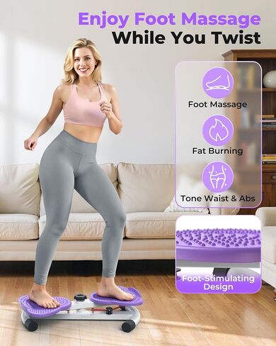 FEIERDUN Waist Twister Machine, Noiseless Ab Twister Board for Core Strength, Slim Waist and Toned Abs, Waist Twisting Machine for Home Gym Equipment for Women, 300 LBS Capacity in Saudi Arabia