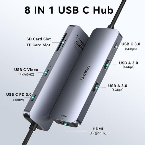 Docking Station for MacBook Pro Air,USB C Docking Station Dual Monitor,Dual HDMI Adapter Hub for Mac MacBook Pro with 2 HDMI(4K @60Hz), 3 USB3.0,SD TF Card Reader and 100W PD USB C Port in Kuwait