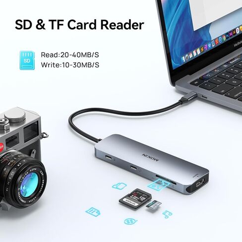 Docking Station for MacBook Pro Air,USB C Docking Station Dual Monitor,Dual HDMI Adapter Hub for Mac MacBook Pro with 2 HDMI(4K @60Hz), 3 USB3.0,SD TF Card Reader and 100W PD USB C Port in Kuwait