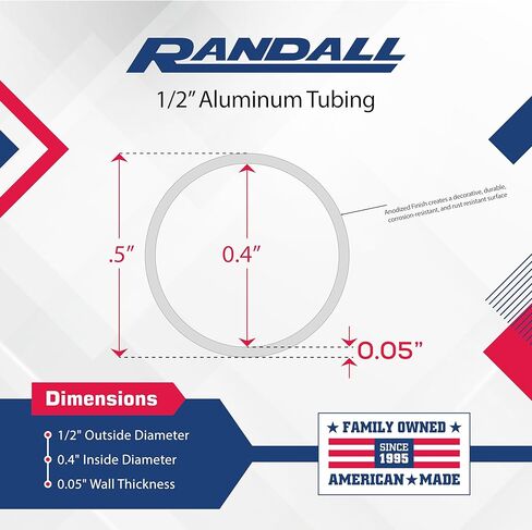 6 FT - 1/2" Diameter x .050 Wall Aluminum Tubing 6063 Alloy T-6 Temper Clear Anodized in Saudi Arabia