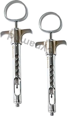 محقنة مخدر ذاتي مخدر سعة 1.8 مل مع قطع خرطوشة نقطة السهم واستراحة الأصابع | الفولاذ المقاوم للصدأ الألماني (1.8 مل - 5 قطع) in Kuwait