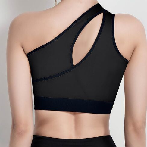 Sports Bras for Women One Shoulder Cutout Longline Padded Support Workout Crop Tops Wirefree Gym Yoga Tank Top in Saudi Arabia