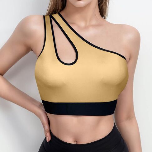 Sports Bras for Women One Shoulder Cutout Longline Padded Support Workout Crop Tops Wirefree Gym Yoga Tank Top in Saudi Arabia