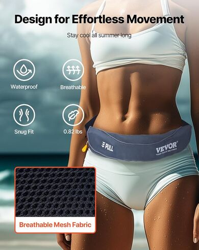 VEVOR Manual Inflatable Belt Pack for Adults, 105N Buoyancy, Over 80 Pounds and Up to 59 in Waist Adjustable, Inflatable PFD Waist for SUP Paddelboarding, Kayaking (CO2 Cylinder Not Included) in Saudi Arabia