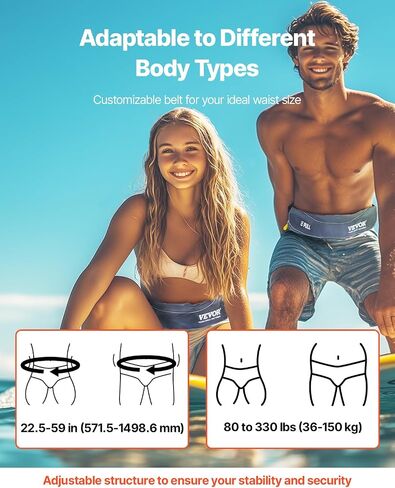 VEVOR Manual Inflatable Belt Pack for Adults, 105N Buoyancy, Over 80 Pounds and Up to 59 in Waist Adjustable, Inflatable PFD Waist for SUP Paddelboarding, Kayaking (CO2 Cylinder Not Included) in Saudi Arabia