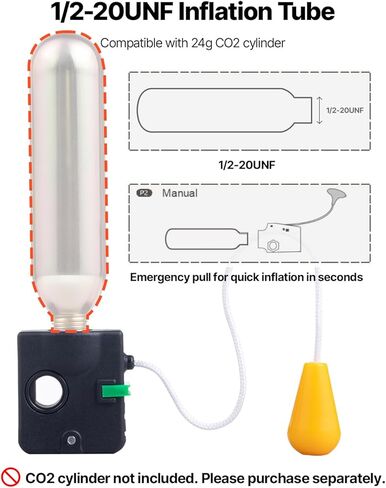 VEVOR Manual Inflatable Belt Pack for Adults, 105N Buoyancy, Over 80 Pounds and Up to 59 in Waist Adjustable, Inflatable PFD Waist for SUP Paddelboarding, Kayaking (CO2 Cylinder Not Included) in Saudi Arabia