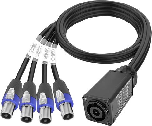 XMSJSIY Speakon Audio Snake Cable Speakon 8 Core to 2 Core x 4 Channel Speakon Splitter Speaker Connector Extension Wire with Twist Lock for NL8FC NL8FX NLT8X NL4FC NL4FX - 1M/3.28FT in Kuwait