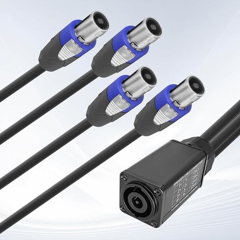 XMSJSIY Speakon Audio Snake Cable Speakon 8 Core to 2 Core x 4 Channel Speakon Splitter Speaker Connector Extension Wire with Twist Lock for NL8FC NL8FX NLT8X NL4FC NL4FX - 1M/3.28FT in Kuwait