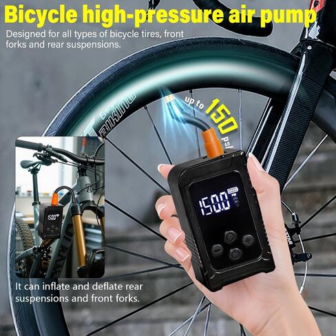 Mini Bike Tire Pump with Gauge 150PSI Portable Rechargeable Air Pump,Electric Air Pump with Presta and Schrader Valve for Road,Mountain Bike,E-Bike,Balls in Saudi Arabia