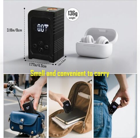 Mini Bike Tire Pump with Gauge 150PSI Portable Rechargeable Air Pump,Electric Air Pump with Presta and Schrader Valve for Road,Mountain Bike,E-Bike,Balls in Saudi Arabia