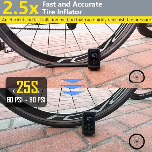 Mini Bike Tire Pump with Gauge 150PSI Portable Rechargeable Air Pump,Electric Air Pump with Presta and Schrader Valve for Road,Mountain Bike,E-Bike,Balls in Saudi Arabia
