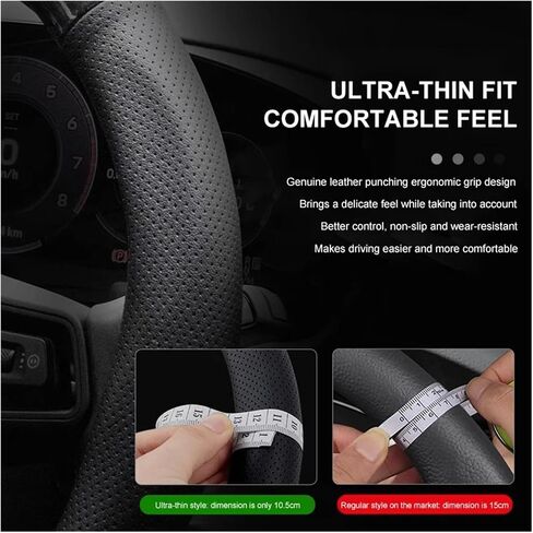 Car Carbon Fiber Pattern Pattern Ventilate Steering Wheel Cover Fit for Ford ST M-ondeo F150 Fit for Mustang Escape Edge for Fiesta Fit for Focus Kuga Ranger(O Style Saddle Brown) in Saudi Arabia