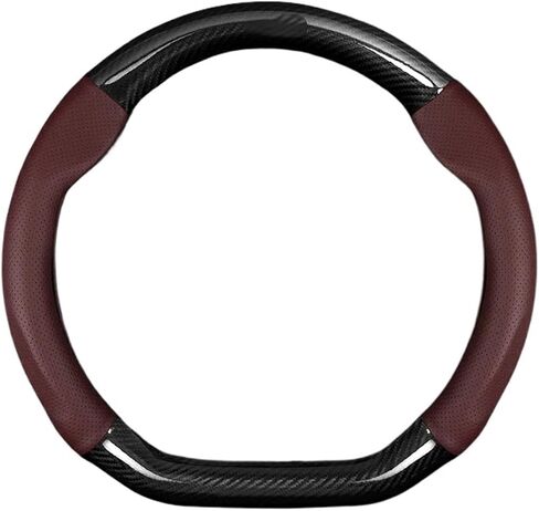 Car Carbon Fiber Pattern Pattern Ventilate Steering Wheel Cover Fit for Ford ST M-ondeo F150 Fit for Mustang Escape Edge for Fiesta Fit for Focus Kuga Ranger(O Style Saddle Brown) in Saudi Arabia