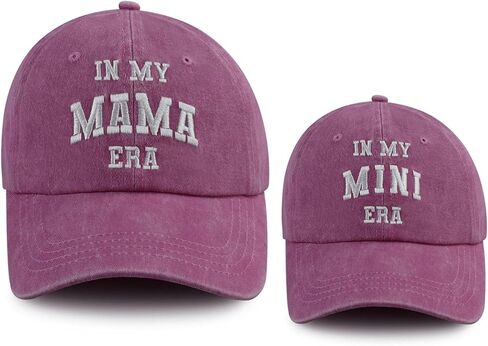 2PCS Mama and Mini Era Matching Hats for Women Kids, Adjustable Embroidered Cotton Mom Daughter Baseball Cap in Kuwait