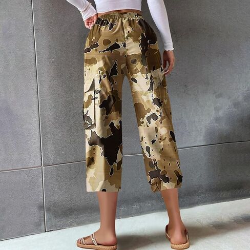 سراويل كابريس كابريس للسيدات سراويل المشي لمسافات طويلة غير رسمية سراويل سراويل صيف مموهة الجيوب المقطوعة in Kuwait