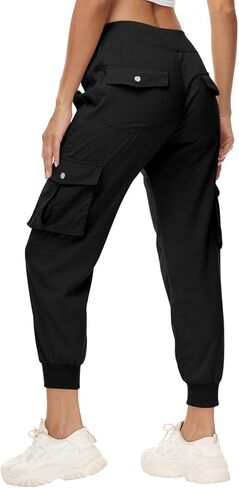 Women Outdoor Cargo Pants Lightweight Hiking Joggers Elastic Waist Athletic Sweatpant Casual Travel Pant with Pocket in Saudi Arabia