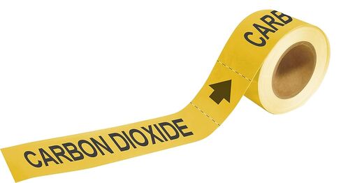 Brady 20405 Economy Pipe Markers-to-Go, B-736, 1" Height X 8" Width, Black On Yellow Self-Sticking - Plastic Film, Legend "Carbon Dioxide" in Saudi Arabia