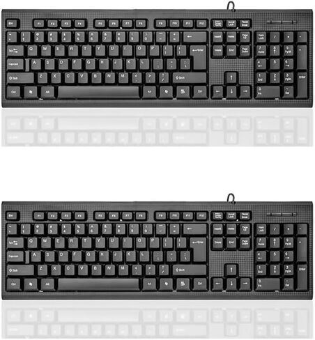 Wired Computer Keyboard, Plug Play USB, Large Number Pad, LED Indicators，Ergonomic, Foldable Stands,Anti-Wear Letters Full Size Keyboard,for Windows Mac PC Laptop-Black in Saudi Arabia