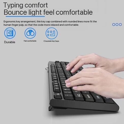 Wired Computer Keyboard, Plug Play USB, Large Number Pad, LED Indicators，Ergonomic, Foldable Stands,Anti-Wear Letters Full Size Keyboard,for Windows Mac PC Laptop-Black in Saudi Arabia