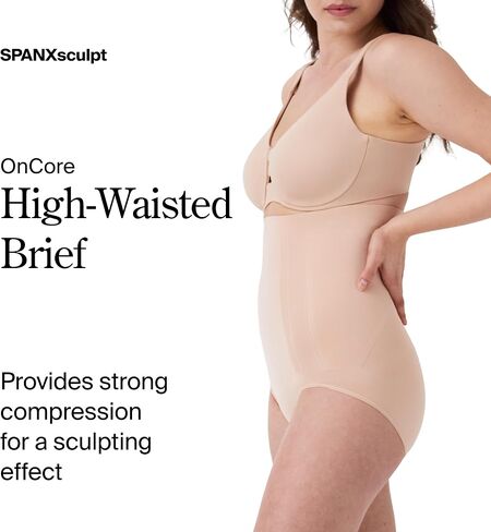 spanxsculpt oncore موجز عالي المهدئة - تشكيل جسم النحت القوي - المستوى 3 ضغط - مريح للملابس الأصلية - عارية ناعمة - x -small in Saudi Arabia