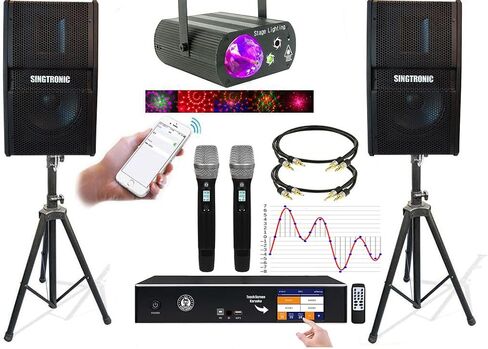 Professional 2000W YouTube Karaoke System | 4 في 1 مكبر للصوت الكاريوكي شاشة اللمس مع Android ، Bluetooth ، خلاط مضاد للتراكمة ، 2 ميكروفونات لاسلكية in Saudi Arabia