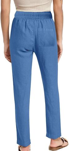 Straight Leg Pants for Woman Drawstring High Waisted Loung Pant Loose Beach Work Trousers with Pockets Resort Wear in Saudi Arabia