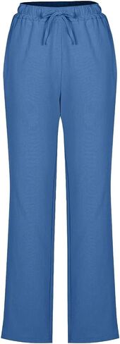 Straight Leg Pants for Woman Drawstring High Waisted Loung Pant Loose Beach Work Trousers with Pockets Resort Wear in Saudi Arabia