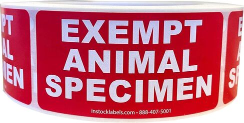 Exempt Animal Specimen Labels 1.5 x 3 Inch 500 Total Labels in Kuwait