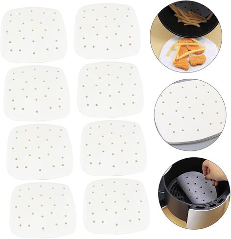 ABOOFAN Air Fryer Baking Paper Liners 100 Sheets Non-Stick Parchment Paper for Air Fryer Food-Grade Grease Resistant Sheets Suitable for Roasting Frying and Baking in Saudi Arabia