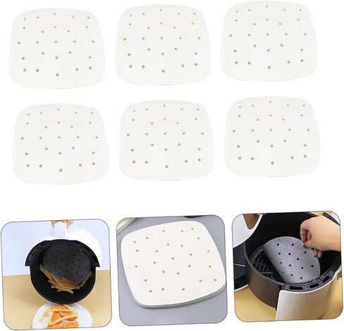 ABOOFAN Air Fryer Baking Paper Liners 100 Sheets Non-Stick Parchment Paper for Air Fryer Food-Grade Grease Resistant Sheets Suitable for Roasting Frying and Baking in Saudi Arabia