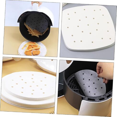 ABOOFAN Air Fryer Baking Paper Liners 100 Sheets Non-Stick Parchment Paper for Air Fryer Food-Grade Grease Resistant Sheets Suitable for Roasting Frying and Baking in Saudi Arabia