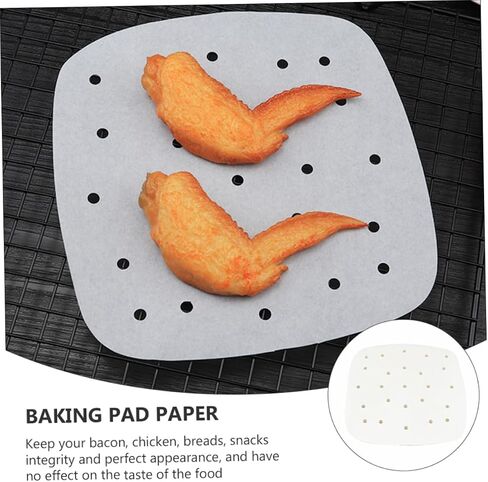 ABOOFAN Air Fryer Baking Paper Liners 100 Sheets Non-Stick Parchment Paper for Air Fryer Food-Grade Grease Resistant Sheets Suitable for Roasting Frying and Baking in Saudi Arabia