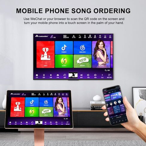 آلة كاريوكي الصينية الجديدة KV-V5 Max Karaoke Player ، مع ميكروفون لاسلكي REARD ، شاشة تعمل باللمس بحجم 22 بوصة ، وظيفة تنزيل السحابة الحرة in Kuwait