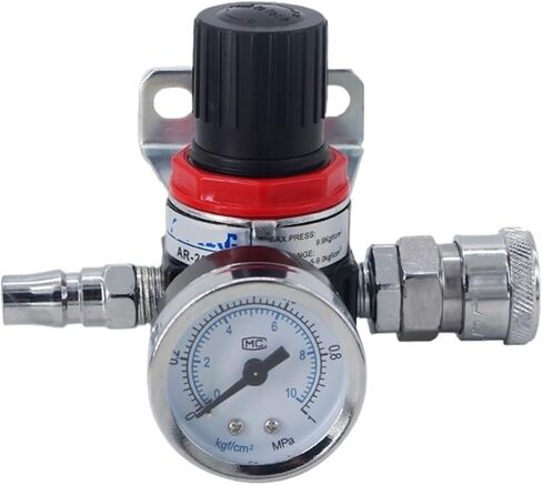 AR2000 G1/4 منظم ضغط الهواء المصغرة قابلة للتعديل صمام تقليل الضغط الهوائي مع مقياس الضغط المناسب لضاغط AR1500 BR3000 BR4000 10BAR (AR2000) in Kuwait