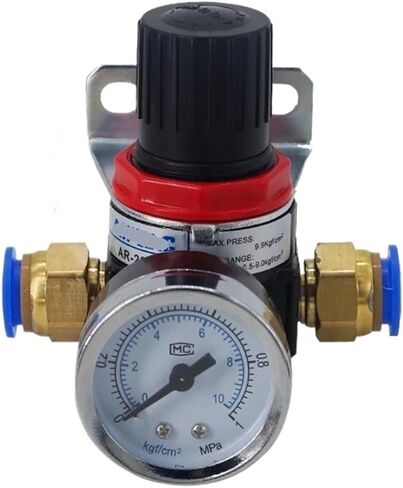 AR2000 G1/4 منظم ضغط الهواء المصغرة قابلة للتعديل صمام تقليل الضغط الهوائي مع مقياس الضغط المناسب لضاغط AR1500 BR3000 BR4000 10BAR (AR2000) in Kuwait