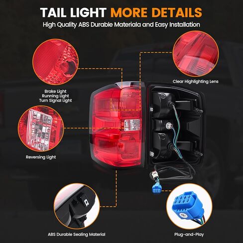 مجموعة أضواء الذيل متوافقة مع Chevy Silverado 2007-2013 1500 2500HD 3500HD BRAKE BAKE BRAKE SET SET DRIVER و RIAND RASEDER ، مع لمبات وتسخير in Kuwait