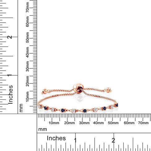 Gem Stone King 0.75 Ct Red Rhodolite Garnet Blue Sapphire 18K Rose Gold Plated Silver Bracelet For Women in Kuwait