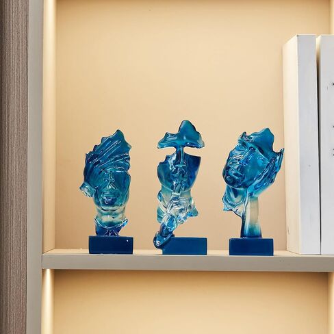 مجموعة تمثال Thinker Xinquan 3pcs: الصمت هو زخرفة فنية تجريدية ذهبية ، نحت الراتنج المنزلي الحديث ، البيانو ، سطح المكتب ، المكتب ، زخرفة الدراسة (Smoke Gray) in Kuwait