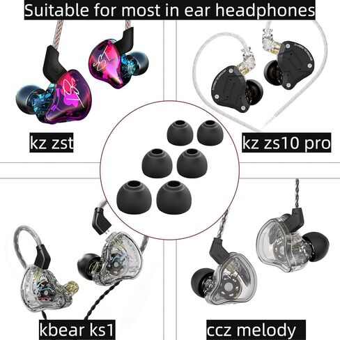 CCZ ZT01 24 PCS/12 Pairs نصائح لسماح الأذن ، نصائح مطاطية الأذن البديلة لسماعات الأذن IEM ، سماعات الأذن السلكية ، KZ ZS10 Pro ، ZSN Pro X ، Edx Pro ، CCZ Melody ، DC01 Pro ، DC02 ، MC02 ، DC03 ، KBERE KS1 (Black ، S/M/L) in Kuwait