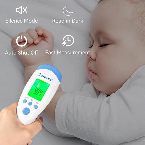 مقياس حرارة الجبهة غير التلامس BERRCOM الرقمية 3 في 1 مقياس حرارة الأشعة تحت الحمراء بدون ملامسة للأطفال كائنات البالغين ومساحة وظيفة قياس وقت القياس الفوري in Kuwait